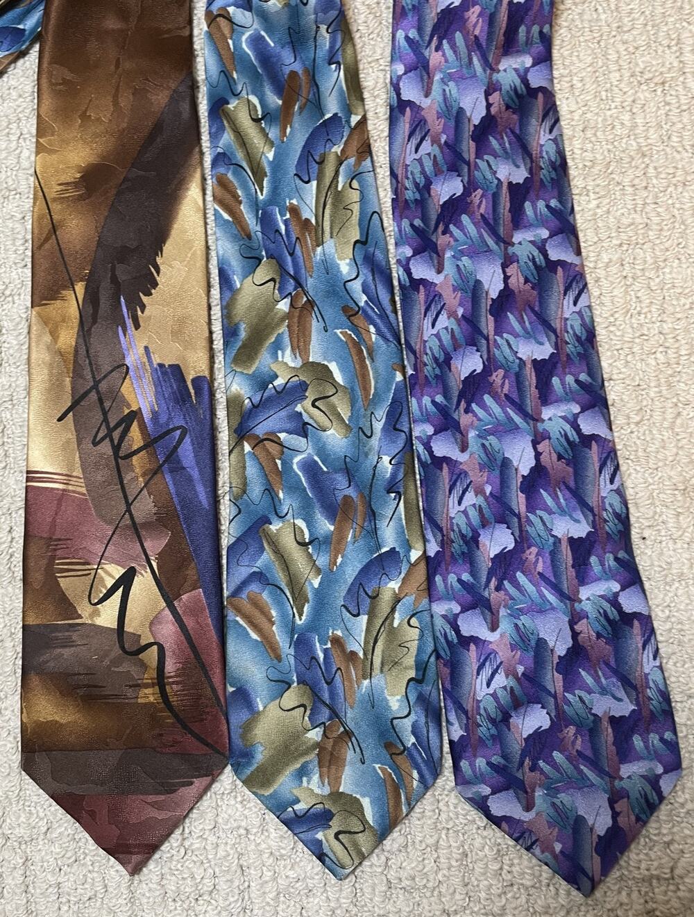 3 Jerry J Garcia Silk Ties Blue Purple Brown 32 38 40 Alligator Works CA Mission